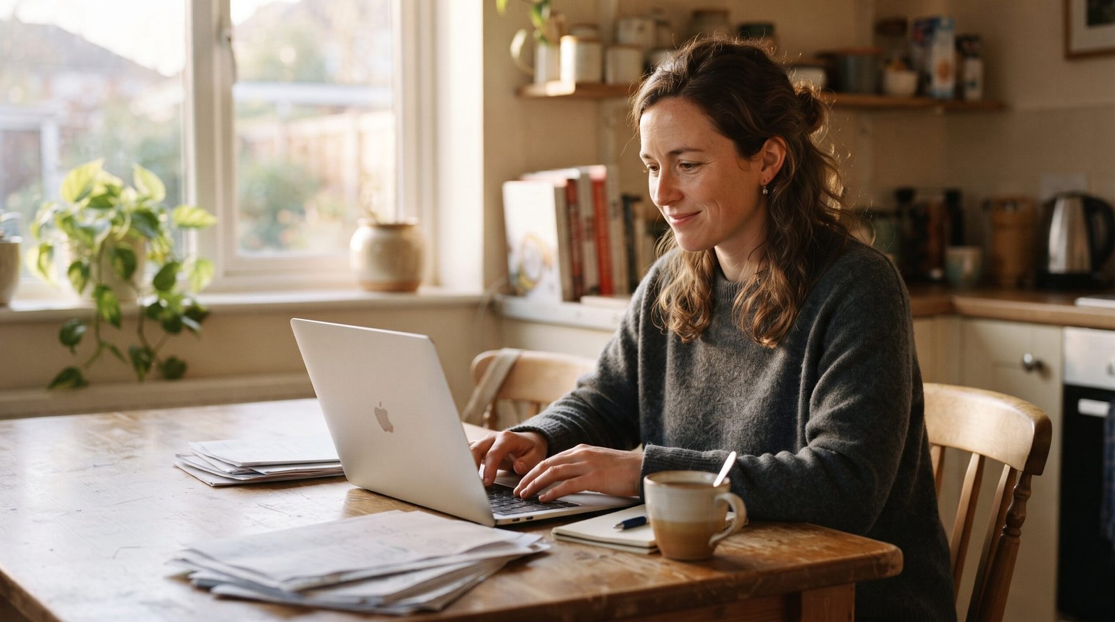 Student Loan Wage Garnishment: How to Stop It 4 A woman sorting loan rehabilitation paperwork at her kitchen table, looking relieved and back in control