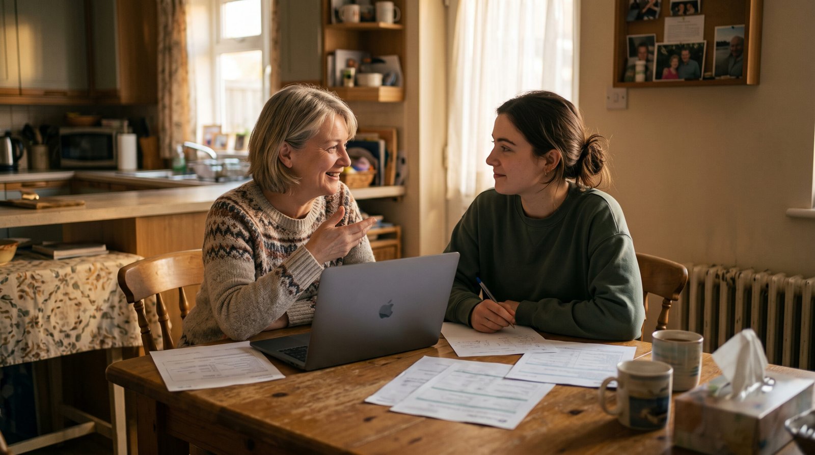 Student Loan Consolidation: When It Helps and When It Hurts 3 A mother and her adult daughter reviewing Parent PLUS loan paperwork together at a dining table